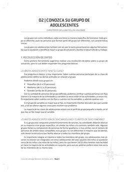 Curso de Liderazgo Ministerio del Adolescente - Nivel I
17 
02 | CONOZCA SU GRUPO DE 
ADOLESCENTES
CHRISTOFER WILLIAM PELLINI