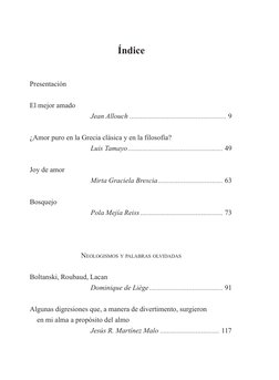 Índice
Presentación
El mejor amado
Jean Allouch ...................................................... 9
¿Amor puro en la Gre