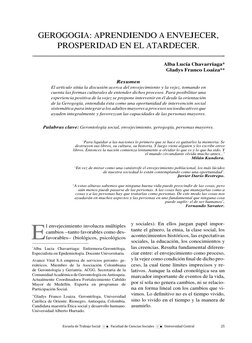 25
Escuela de Trabajo Social  
  Facultad de Ciencias Sociales  
  Universidad Central
GEROGOGIA: APRENDIENDO A ENVEJECER, 
P