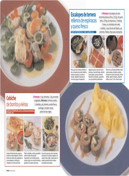 12 SEMANA Cocina de verano
4 Personas: ½ kg. de bonito, ¼ kg. de vieiras
congeladas. Marinada:6 limones verdes , 
1 cebolleta