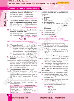 
2
 Sura’s ➠ XII Std - Computer Science
Unit I - Chapter 1
8.	
Which of the following carries out the 
instructions define