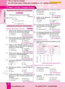 
6
 Sura’s ➠ XII Std - Computer Science
Unit I - Chapter 1
Government Exam Questions and Answers
2 MARKS
1.	
Define pure f