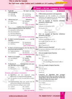 
7
 Sura’s ➠ XII Std - Computer Science
Function
3.	
Explicitly _____________ the types can help 
with debugging.
(a)	 defi