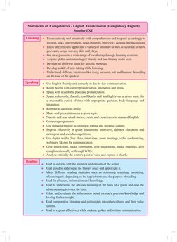 Statements of  Competencies - English  Yuvakbharati (Compulsory English) 
Standard XII
² Use English fluently and correctly i