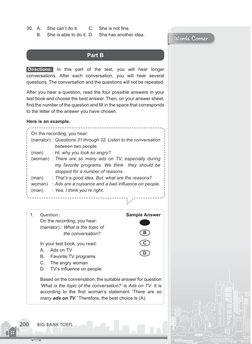 Words Corner
200
BIG BANK TOEFL
30.	 A.	
She can’t do it.	
C.	
She is not fine.
B.	
She is able to do it.	D. 	 She has anothe