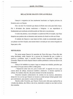  Apostila - Ewe (Folhas)
RELA(:AO DE OSAYIN COM AS FOLHAS
Osanyin e origimirio de Irao atualmente localizado na Nigeria pr6xi
