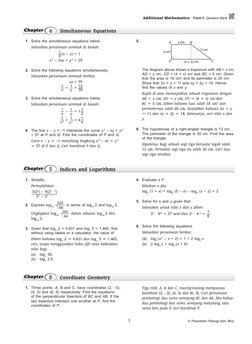 3	
© Penerbitan Pelangi Sdn. Bhd.
Additional Mathematics  Form 5  Question Bank 
Chapter
4
Simultaneous Equations
	 1.	 Sol