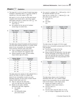 5	
© Penerbitan Pelangi Sdn. Bhd.
Additional Mathematics  Form 5  Question Bank 
	 1.	 The mean for 2, k, 6, 8, 8, 3k and 1