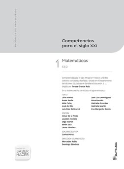 Matemáticas
ESO
Competencias  
para el siglo XXI
BIBLIOTECA DEL PROFESOR ado
Competencias para el siglo XXI para 1.º ESO es u