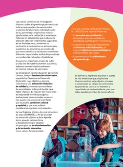 Las nuevas corrientes de investigación 
didáctica sobre el aprendizaje personalizado 
indican que atender a las necesidades