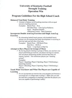 Football Strength Program.pdf Kentucky Football Strength Training Guide | PDF | Anatomical Terms Of ...