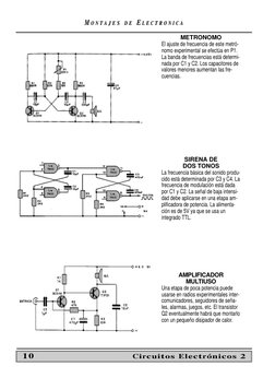 MM O N T
O N T A J E S
A J E S
D E
D E EE L E C T R O N I C A
L E C T R O N I C A
10
Circuitos Electrónicos 2
METRONOMO
El aj