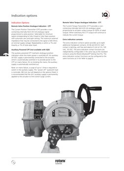 10
Indication options
Indication Options
Remote Valve Position Analogue Indication - CPT
The Current Position Transmitter (CP