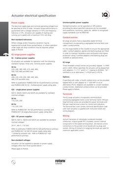 4
Actuator electrical specification
Power supply
The electrical supply type and nominal operating voltage must 
be specified