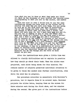 ‘  64
down what you see in them on what they make you think 
of. Mark in the diagrams of your booklet the various areas 
corr