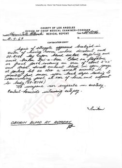 Sharon Tate Autopsy Report Overview | PDF