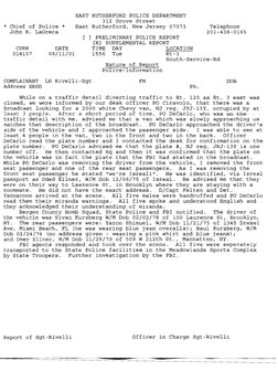 EAST RUTHERFORD POLICE DEPARTMENT 
312 Grove Street 
* Chief of Police * 
East Rutherford, New Jersey 07073 
Telephone 
John