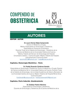 3
COMPENDIO DE OBSTETRICIA
AUTORES
COMPENDIO DE 
OBSTETRICIA
EDITOR - AUTOR 
Dr. Lauro Hernan Mejia Campoverde 
Doctor en Med