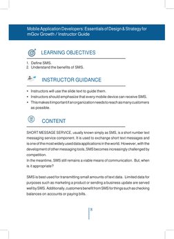 Mobile Application Developers: Essentials of Design & Strategy for 
mGov Growth / Instructor Guide 
 
 
 
 
 
LEARNING OBJECT