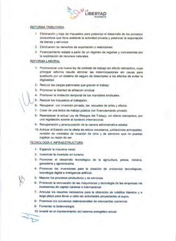 REFORMA TRIBUTARIA 
~ '°"\)) LA 
~'~ LIBERTAD 
~ W 
AVANZA 
' 
1. Eliminación y baja de impuestos para pot&nclar el desarroUo
