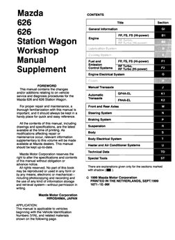 Mazda 626 Workshop Manual 1998-2002 | PDF