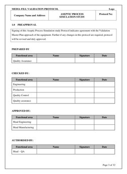 MEDIA FILL VALIDATION PROTOCOL 
 
 
 
 
 
 
Logo                     
Company Name and Address 
ASEPTIC PROCESS 
SIMULATION S