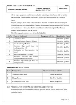 MEDIA FILL VALIDATION PROTOCOL 
 
 
 
 
 
 
Logo                     
Company Name and Address 
ASEPTIC PROCESS 
SIMULATION S