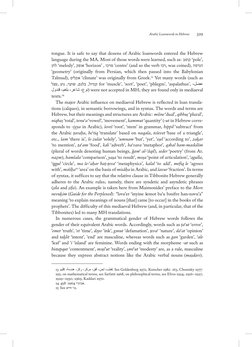 329
Arabic Loanwords in Hebrew
tongue. It is safe to say that dozens of Arabic loanwords entered the Hebrew 
language during