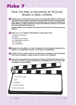 NIVEL B2. AVANZA
[sesenta y cinco]
65
Ficha 7
A
Muchas veces el mundo del cine se mezcla con el mundo de la literatura. El gu