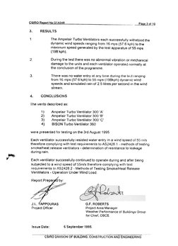CSIRO 
Report 
No DTA348
Paae 3 of ~~
3.
RESULTS
1
The Ampelair 
Turbo Ventilators 
each successfully 
withstood 
the
dynamic