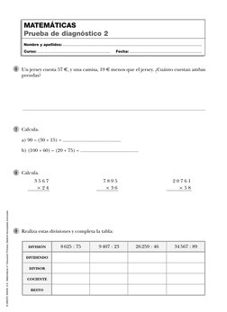© GRUPO ANAYA, S.A., Matemáticas 4.º Educación Primaria. Material fotocopiable autorizado.
Un jersey cuesta 57 €, y una camis