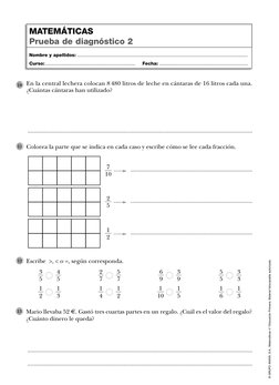 11 
Mario llevaba 52 €. Gastó tres cuartas partes en un regalo. ¿Cuál es el valor del regalo?
¿Cuánto dinero le queda?
13 
..