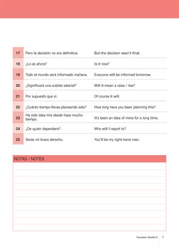 NOTAS / NOTES
Translation Booklet 6
7
17
Pero la decisión no era definitiva.
But the decision wasn’t final.
18
¿Lo es ahora?