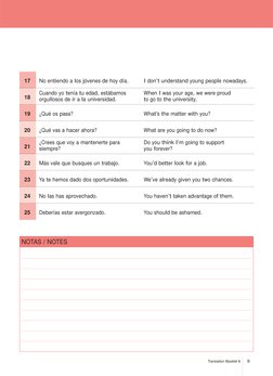 NOTAS / NOTES
Translation Booklet 6
9
17
No entiendo a los jóvenes de hoy día.
I don’t understand young people nowadays.
18
1