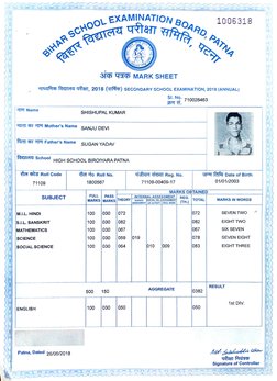10th Marksheet Format Sample 2018 | PDF