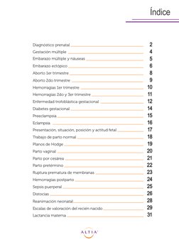 Índice
Diagnóstico prenatal
Diabetes gestacional
Aborto 1er trimestre
Planos de Hodge
Hemorragias 1er trimestre
Eclampsia
Emb