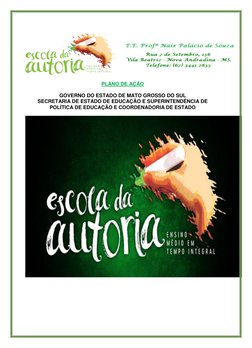 PLANO DE AÇÃO 
 
GOVERNO DO ESTADO DE MATO GROSSO DO SUL 
SECRETARIA DE ESTADO DE EDUCAÇÃO E SUPERINTENDÊNCIA DE 
POLÍT