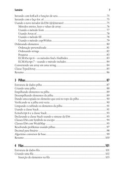 7
Sumário
Iterando com forEach e funções de seta.....................................................................75
Itera