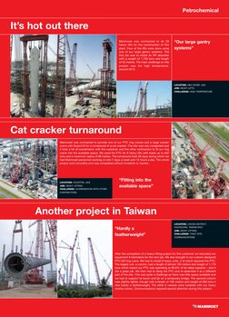 LOCATION: LINYAN DISTRICT, 
KAOHSIUNG, TAIWAN ROC
JOB: HEAVY LIFTING 
CHALLENGE: TIGHT SITE, 
COMMUNICATIONS
LOCATION: ABU DH