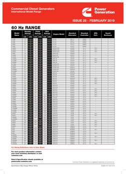 Bulletin 5411025 2/19
Cummins Power Generation is a registered trademark of Cummins Inc.
For Rating Definitions refer to Data