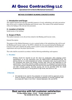 Method Statement for Concrete Blinding | PDF | Concrete | Safety