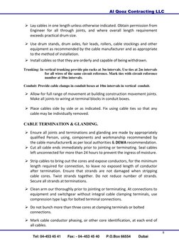Al Qooz Contracting LLC 
 
Tel: 04-453 45 41       Fax: - 04–453 45 40       P.O.Box 66554        Dubai  
8 
 
 Lay cables i