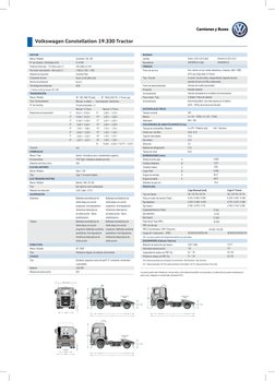 Volkswagen Constellation	 19.330 Tractor
MOTOR
Marca / Modelo
N° de cilindros / Cilindrada (cm3)
Potencia neta máx. - CV (Kw)