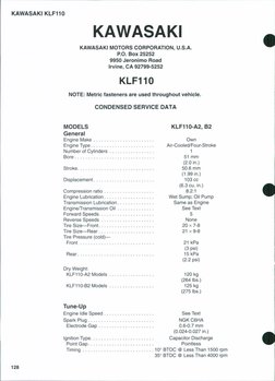 KLF110 Spark Plug Gap and Specs | PDF | Ignition System | Carburetor