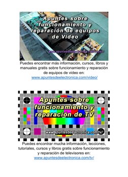 Puedes encontrar más información, cursos, libros y 
manuales gratis sobre funcionamiento y reparación 
de equipos de video