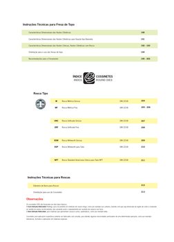 Instruções Técnicas para Fresa de Topo
Características Dimensionais das Hastes Cilíndricas
Características Dimensionais das H