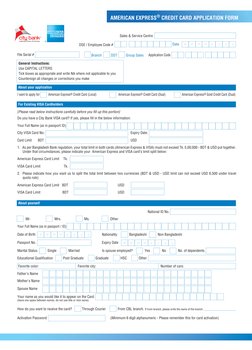 AMERICAN EXPRESS® CREDIT CARD APPLICATION FORM
Sales & Service Centre
Application Code
d 
d 
m 
m 
y 
 y 
y 
y      
Date
Bra