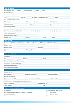d 
d 
m 
m 
y 
 y 
y 
y      
  About your residence 
Your Residential Status           Owned             Company provided