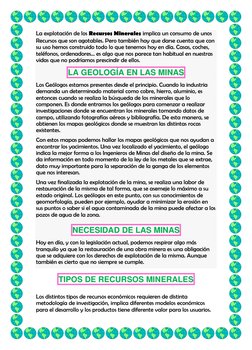 La explotación de los Recursos Minerales implica un consumo de unos 
Recursos que son agotables. Pero también hay que darse c