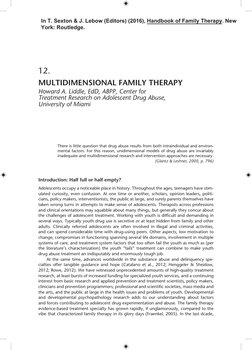12.
MULTIDIMENSIONAL FAMILY THERAPY
Howard A. Liddle, EdD, ABPP, Center for 
Treatment Research on Adolescent Drug Abuse, 
Un